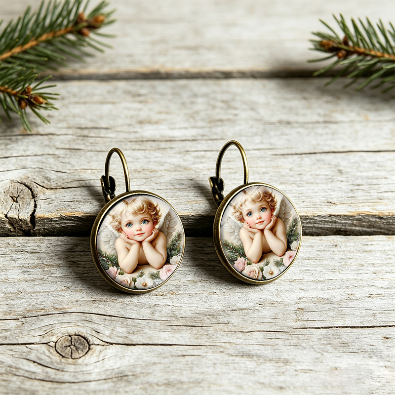 3pc Vintage Angel & Pine Branch Jewelry Set